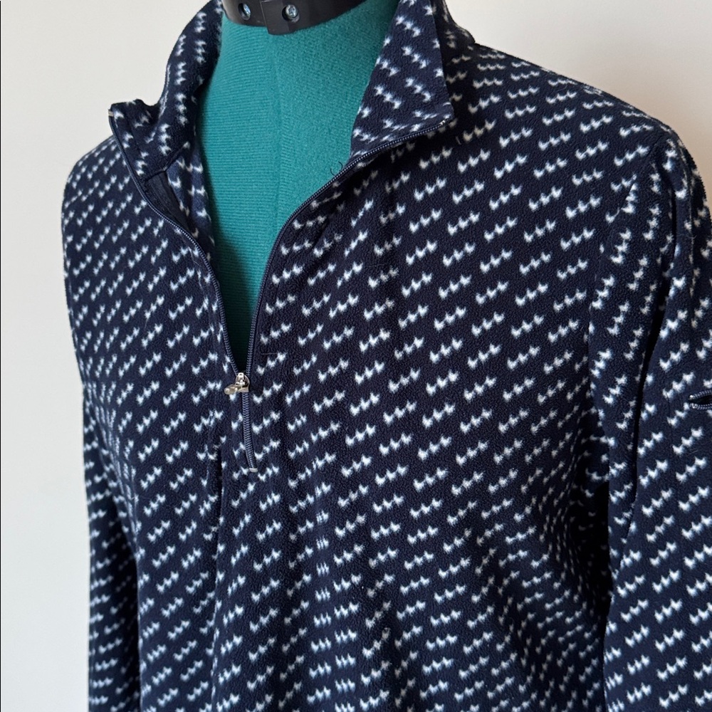 L.L. Bean | Fleece 1/4 Zip Birdseye Print Pullover in Navy Blue 280181 | Size M - Picture 4 of 9